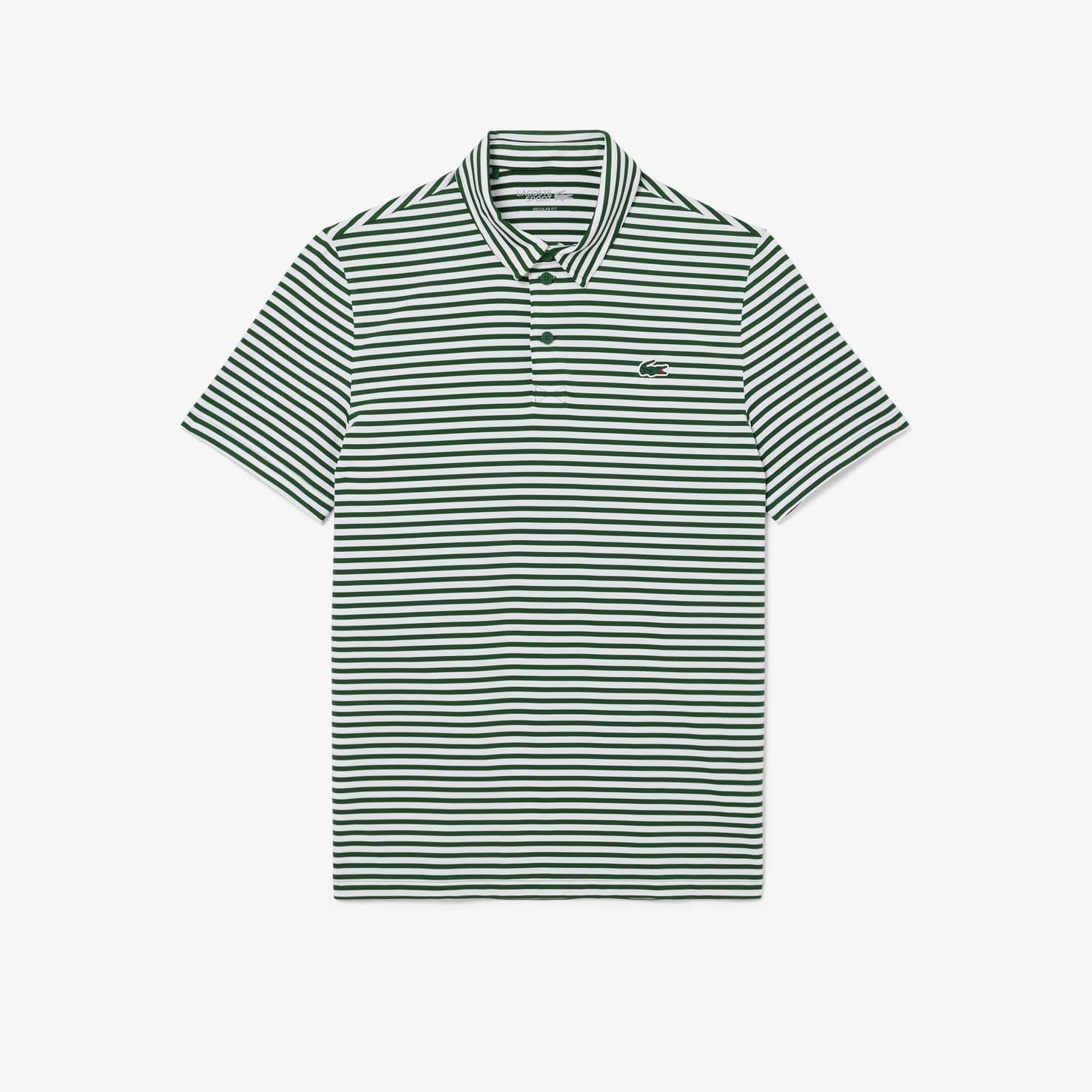 Мужская повседневная полосатая рубашка-поло Lacoste Ultra Dri-Bi-Color, зеленый — фото 4