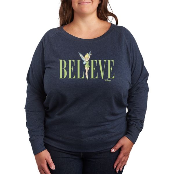 

Футболка с длинным рукавом Tinker Bell plus size Believe из французского футера Disney, индиго