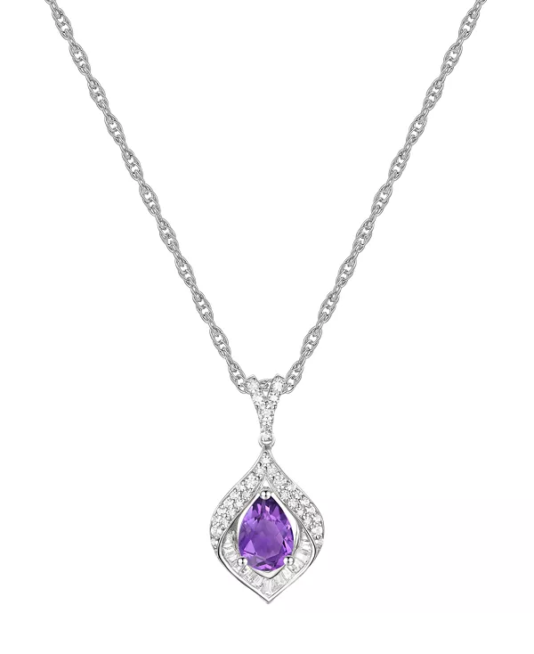 

Ожерелье с подвеской 18 дюймов из стерлингового серебра (также с другими драгоценными камнями) в оправе из выращенных в лаборатории синих сапфиров (3/4 карата, tw) и выращенных в лаборатории белых сапфиров (1/3 карата, tw) Macy'S, amethyst