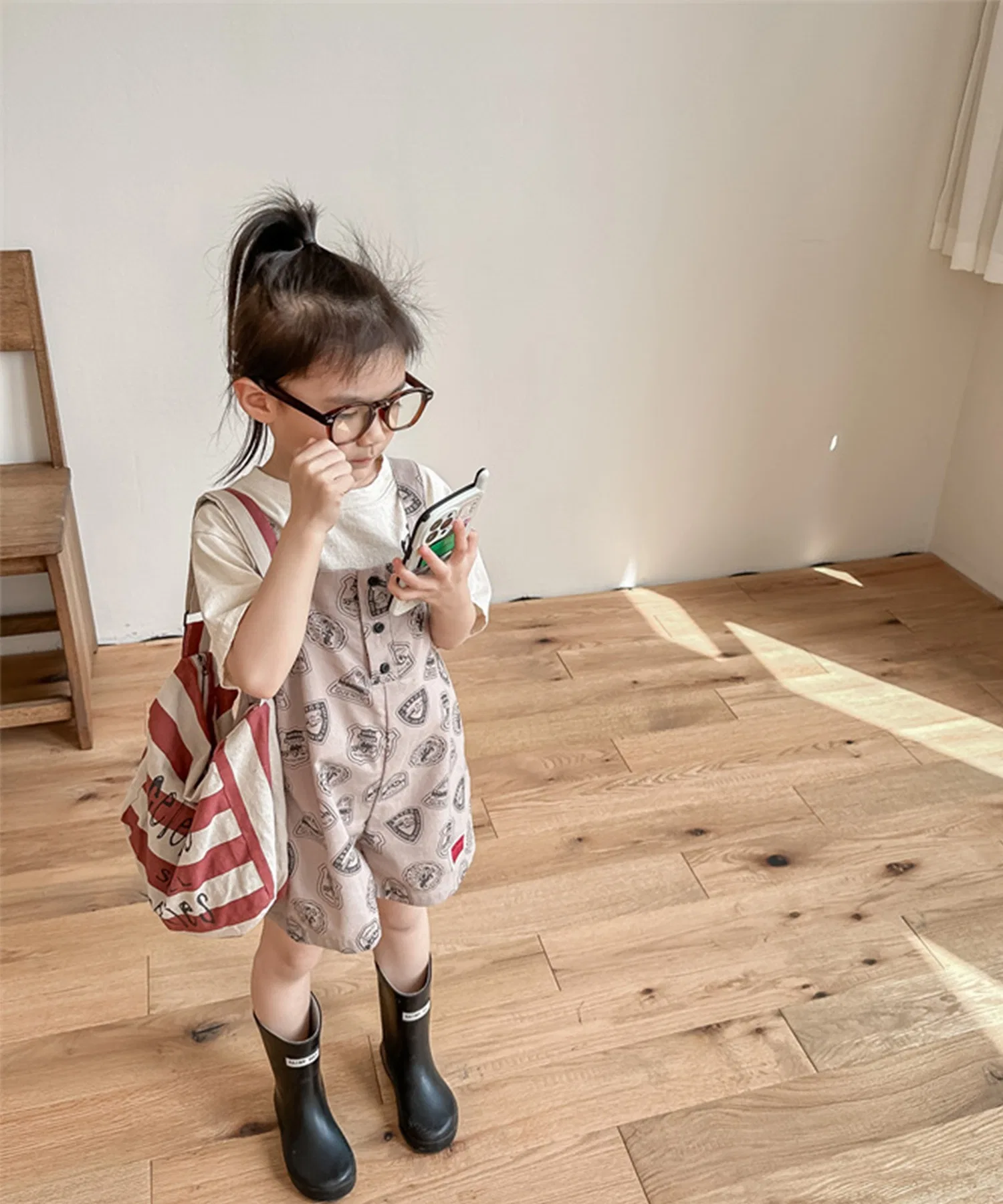 【aimoha-KIDS】Детская одежда: Американский повседневный комбинезон с принтом (короткий размер) — фото 2