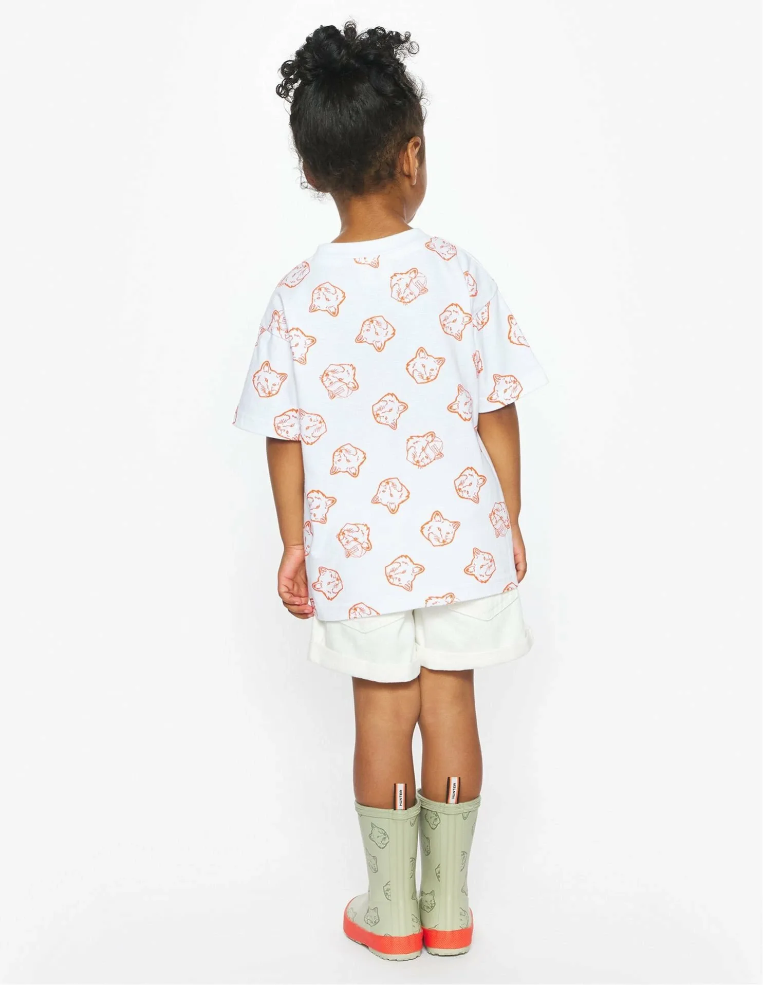 Детская футболка MK x HUNTER FOX HEADS Maison Kitsune, WHITE/ORANGE — фото 4