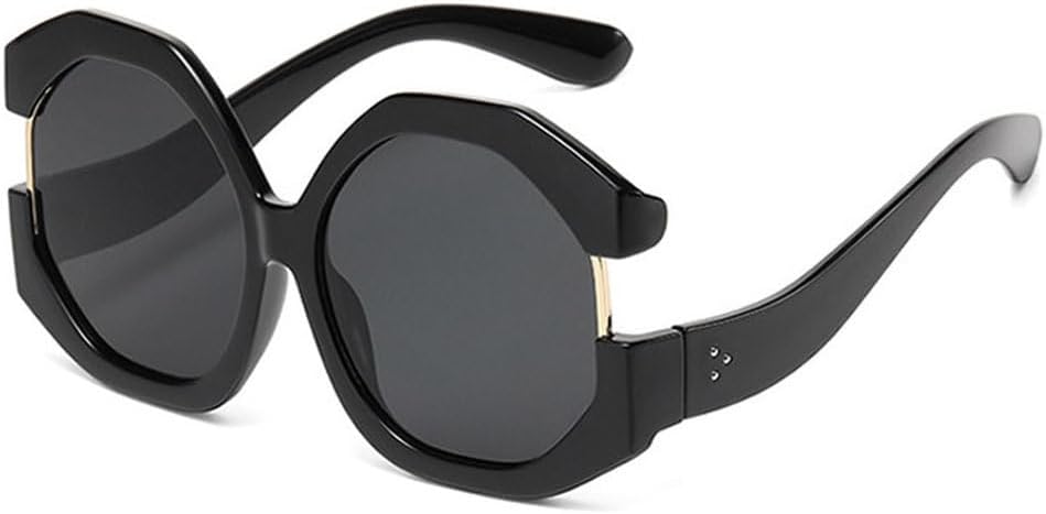 

Популярные модные солнцезащитные очки Polygon для женщин, полуободковые солнцезащитные очки, трендовые женские очки с защитой от УФ-излучения UV400 TKKTLLT, Black-black