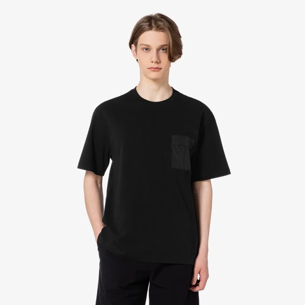 Футболка Lacoste мужская тканая с карманом, черный — фото 4