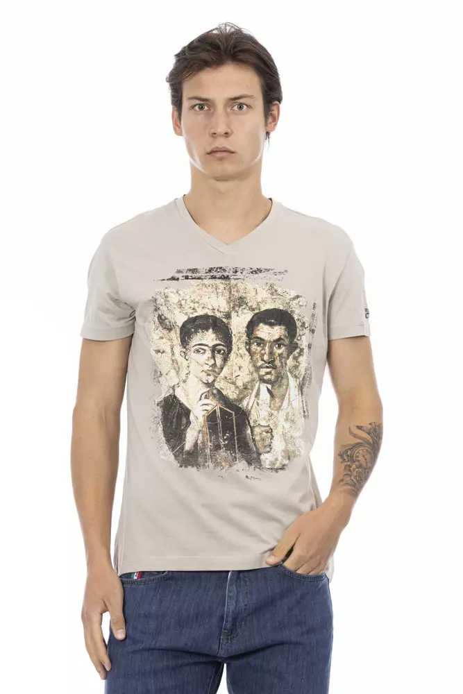 

Бежевая хлопковая мужская футболка Trussardi