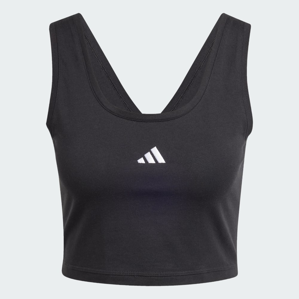 Спортивный топ Adidas Essentials Small Logo Cotton Lifestyle Tank Top, черный/белый — фото 4