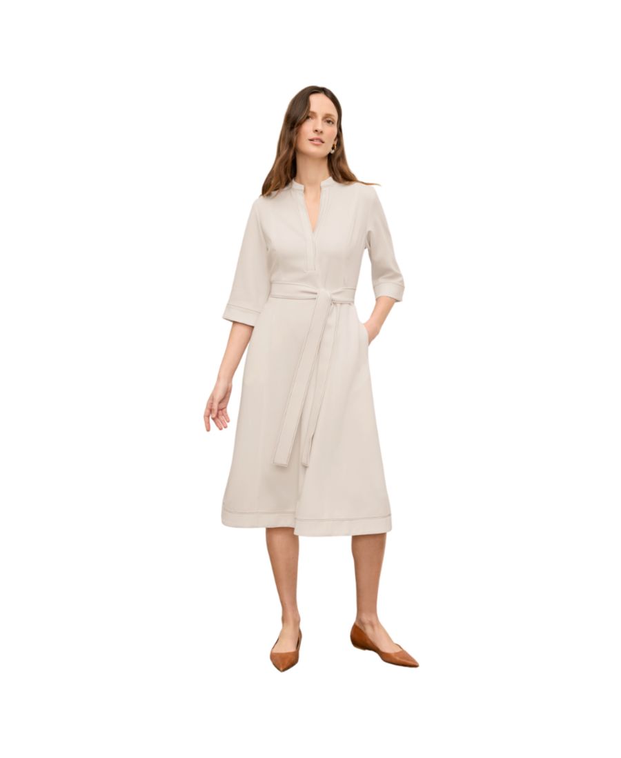 

Платье Lauleh - повседневное, из крепа с декоративной строчкой MMLaFleur, Eggshell