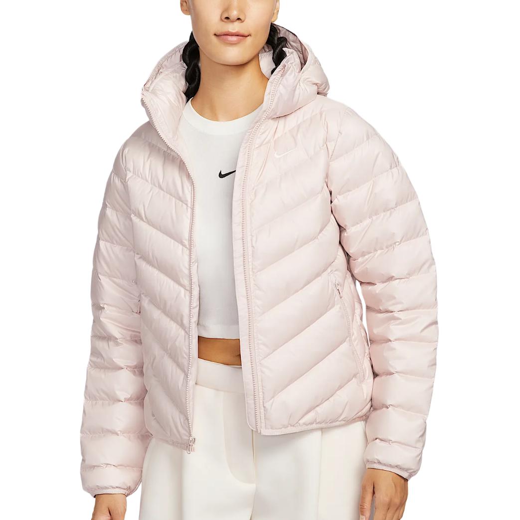 Куртка Therma FIT FW25 Sportswear Windpuffer WINDRUNNER Down женская Nike, серо-розовый/белый — фото 3