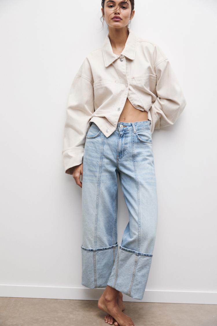 

Мешковатые джинсы с отворотами Pull And Bear, синий