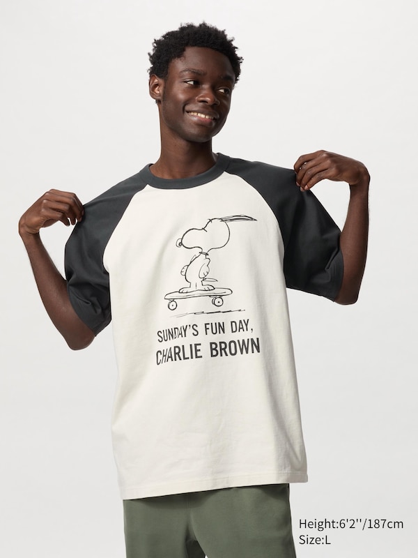 

Футболка с графическим принтом Peanuts ut Uniqlo, серый
