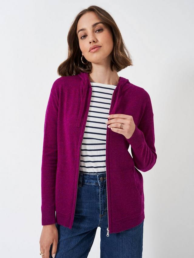 

Толстовка на молнии из смеси шерсти мериноса Crew Clothing, цвет Red Wine