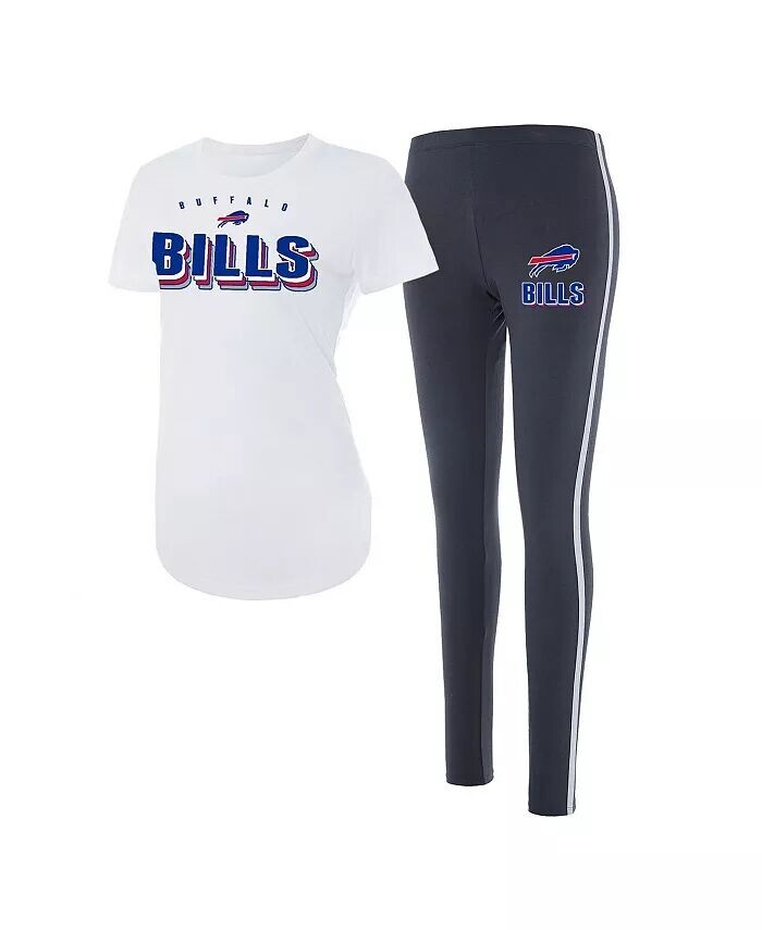 

Женский комплект из футболки и леггинсов Buffalo Bills Sonata белого и угольного цветов Concepts Sport