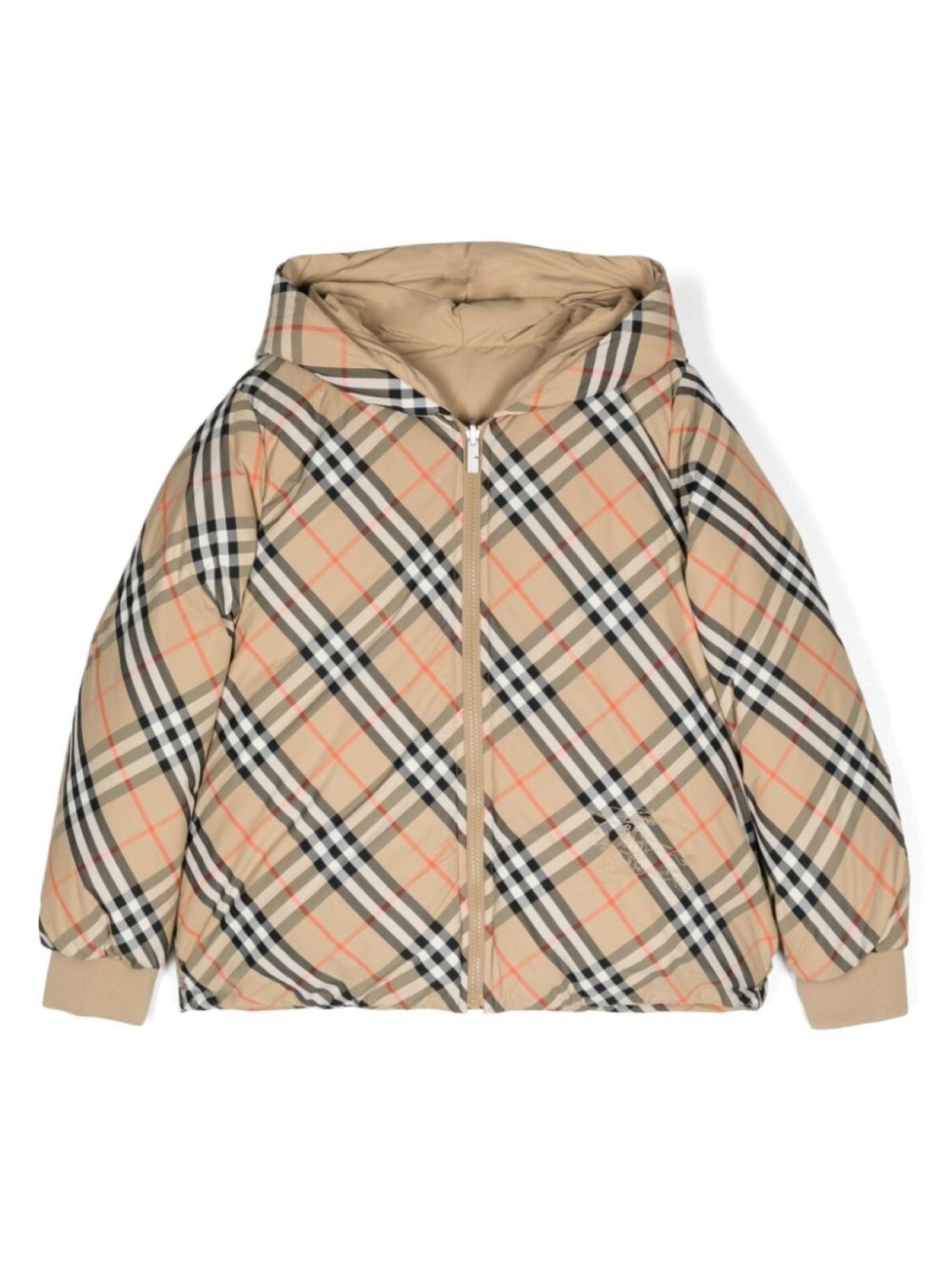

Burberry Kids двусторонняя клетчатая куртка-пуховик, нейтральный цвет