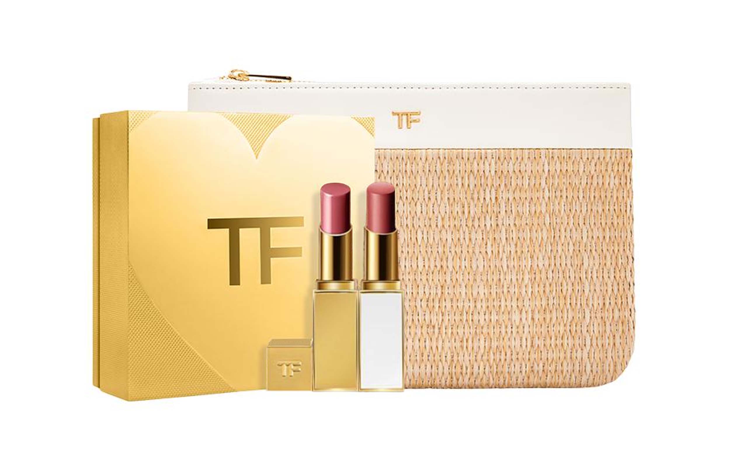 

TF Box Limited Edition Палетка для губ и румян Легко растушевывается Устойчивая 2,8 г+3,3 г TOM FORD, three-piece set: fine белый tube #03 3.3g+fine золотой tube #05 2.8g+makeup bag