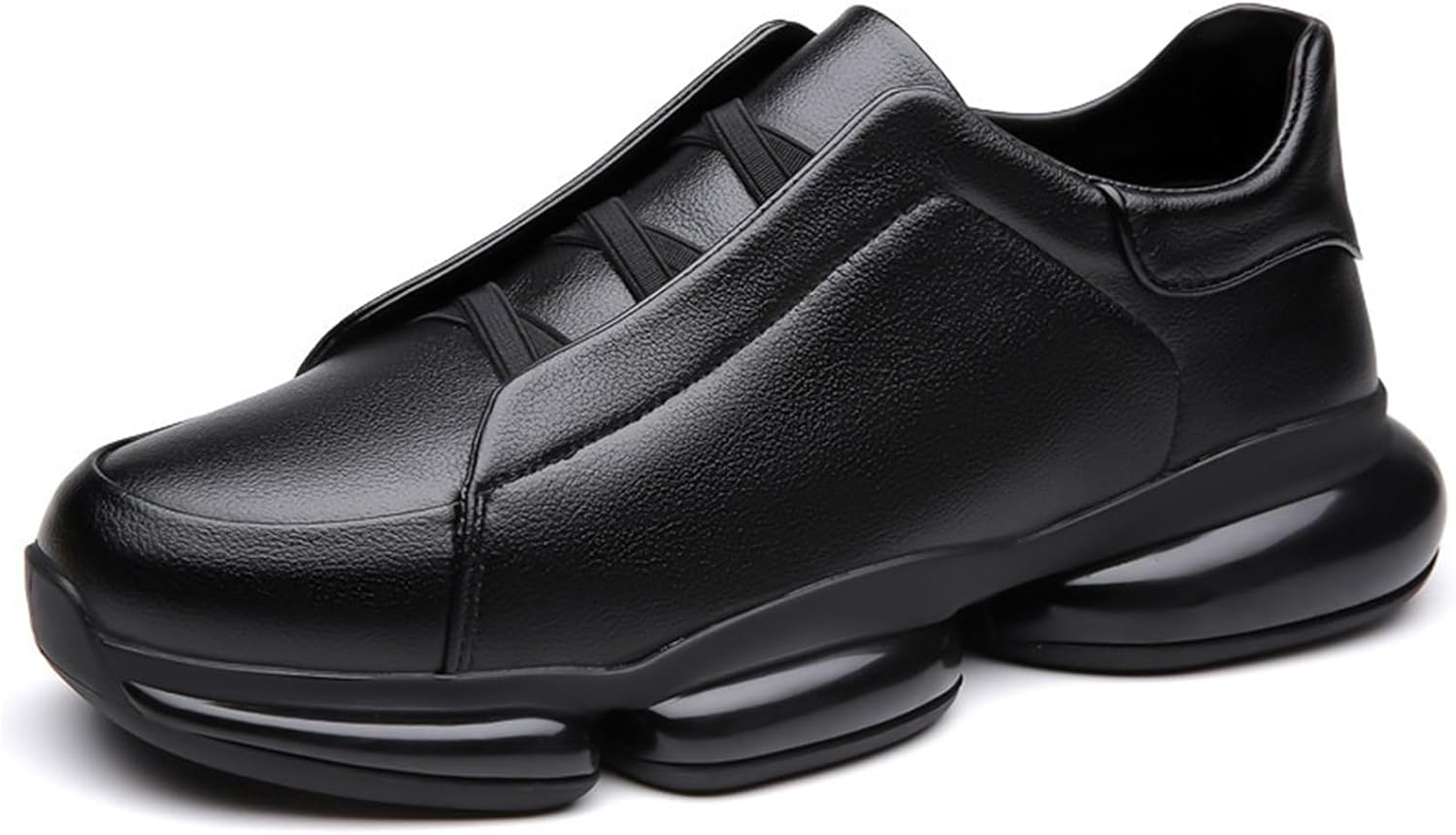 

Мужские кожаные кроссовки на шнуровке, повседневные, с эластичной резинкой, водонепроницаемые, противоскользящие, высокие, с эффектом увеличения роста, для ходьбы Abborora, черный