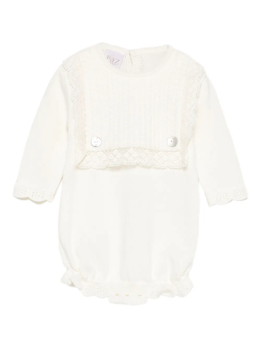 

Боди на пуговицах с кружевной отделкой Paz Rodriguez, белый