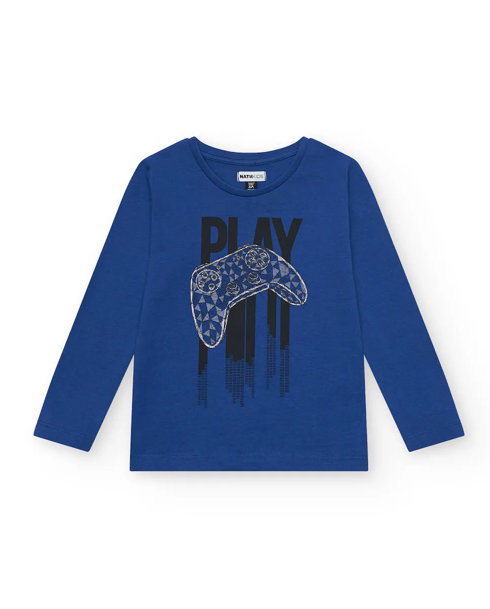 

Синяя футболка для мальчика с рисунком спереди Tuc tuc