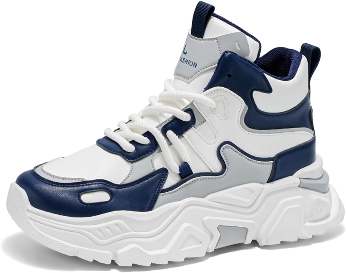 

Мужские кроссовки GSIGUL в ретро-стиле с цветными вставками, высокие, для тенниса, прогулок и повседневной носки, белый/синий