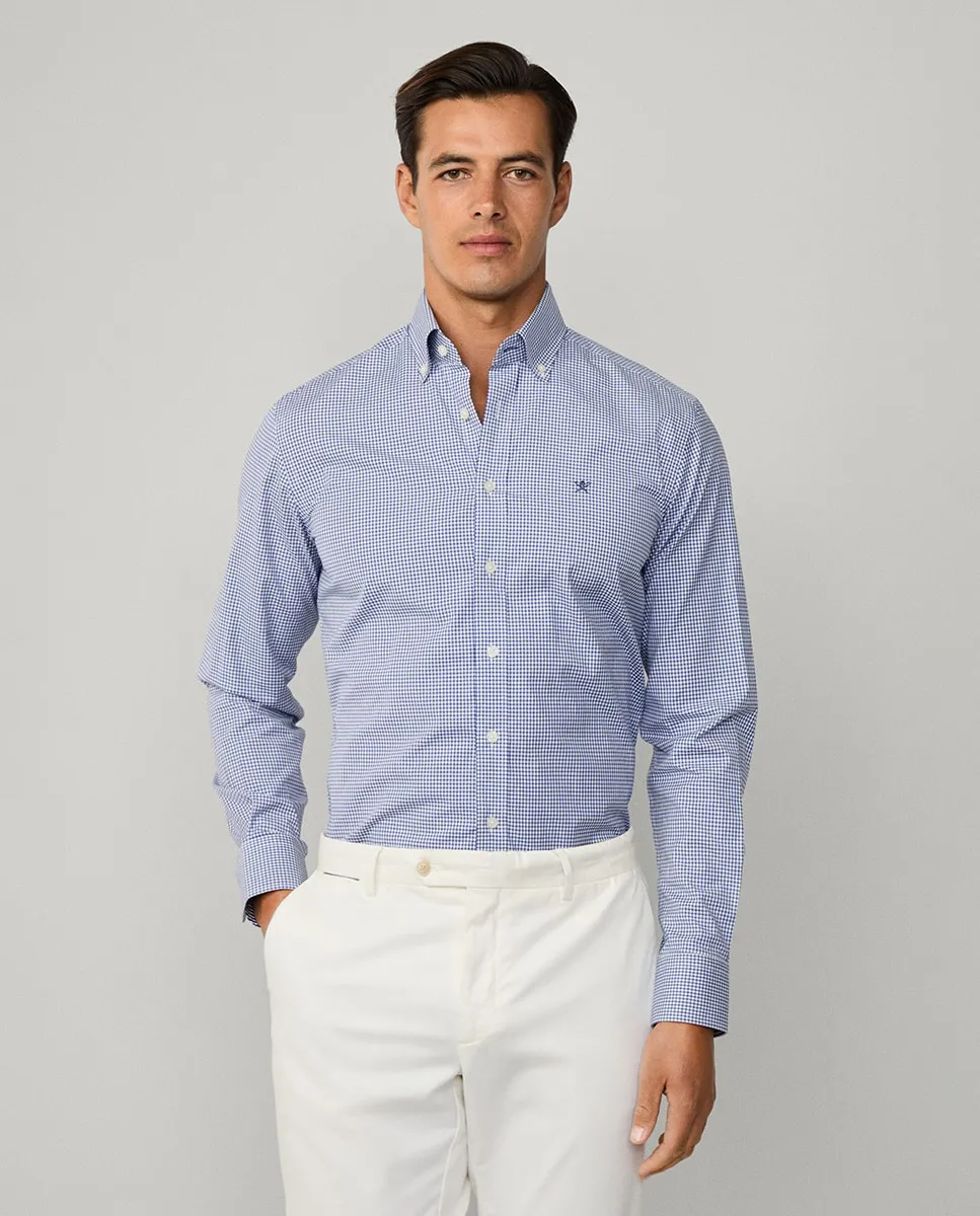 

Мужская рубашка классического кроя в клетку виши Hackett, синий