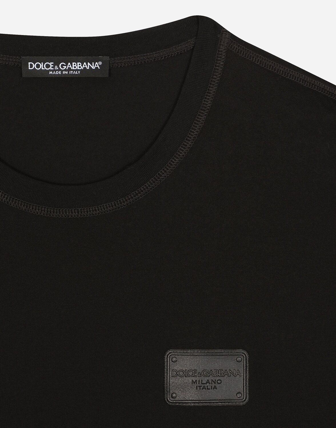 Хлопковая футболка с фирменной нашивкой Dolce & Gabbana, черный — фото 4