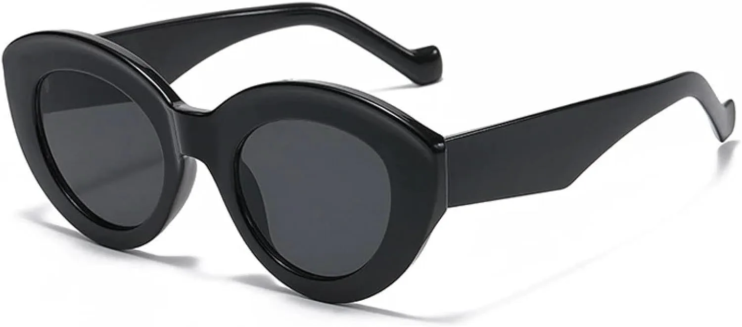 

Модные большие солнцезащитные очки «кошачий глаз» для женщин, ретро-очки с леопардовым принтом, защита от УФ-излучения UV400 для мужчин TOIPASTN, Glossy Black Grey