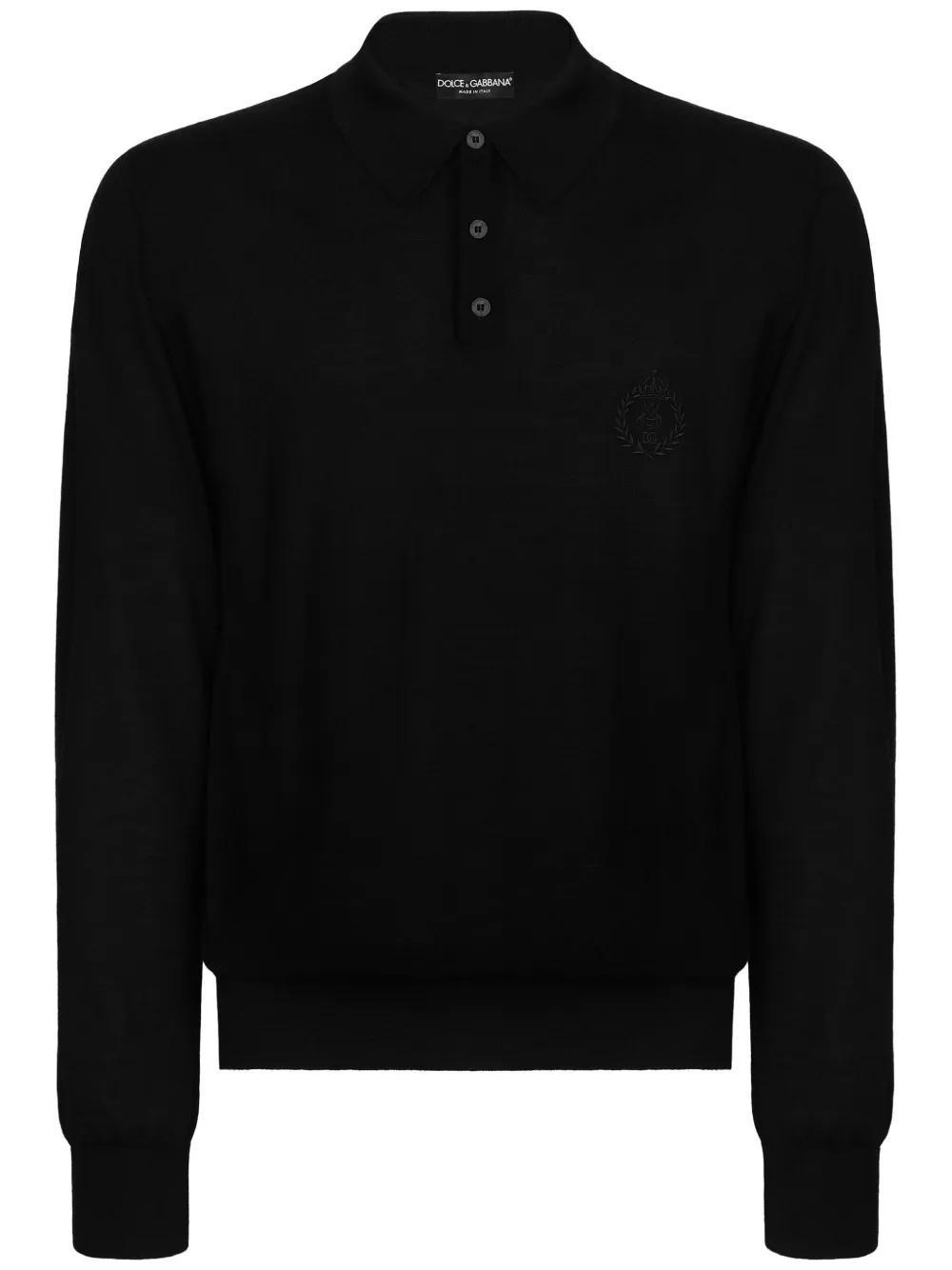 

Кашемировая рубашка поло с вышитым логотипом DOLCE & GABBANA, черный