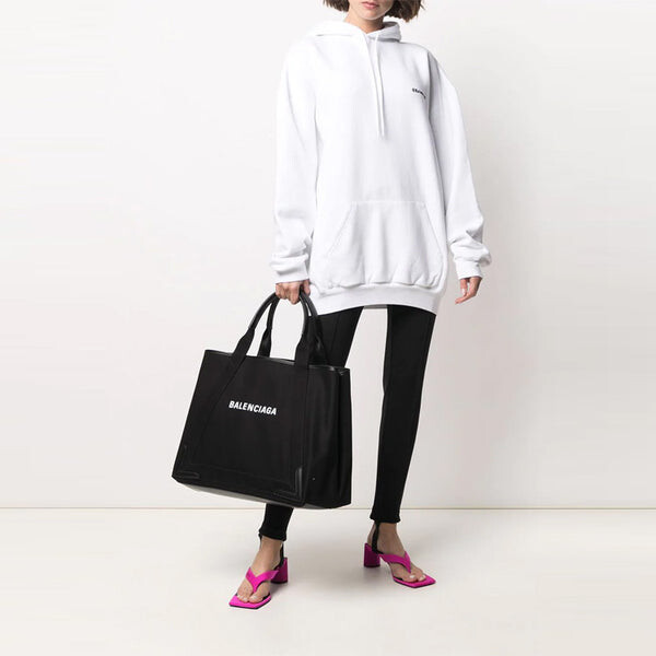 Свитер ss21 small label logo cotton hoodie white Balenciaga, белый — фото 2