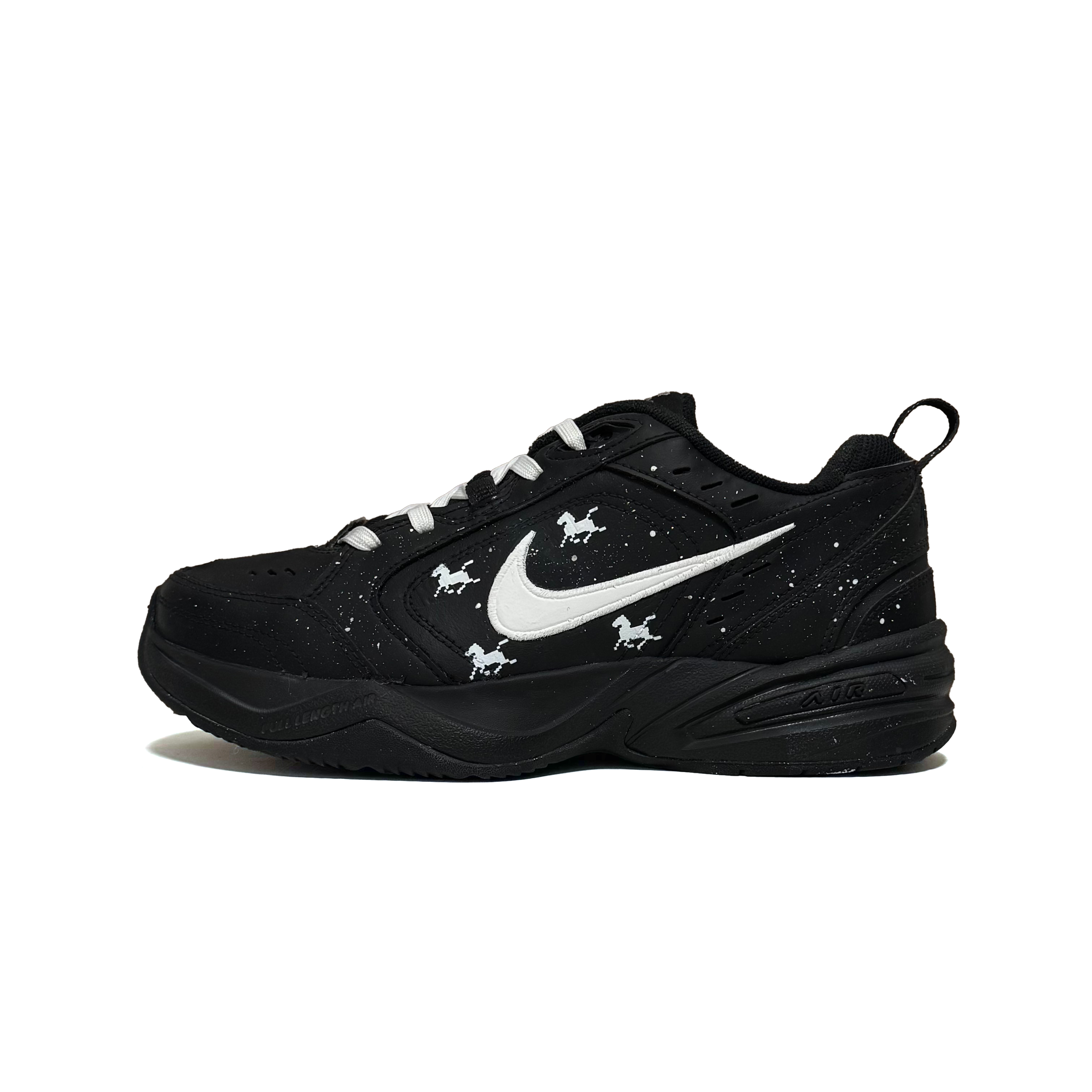 

Nike Кроссовки Air Monarch 4 Galloping Horses Slip Resistant Abrasion Resistant Low top Chunky мужские черно-белые