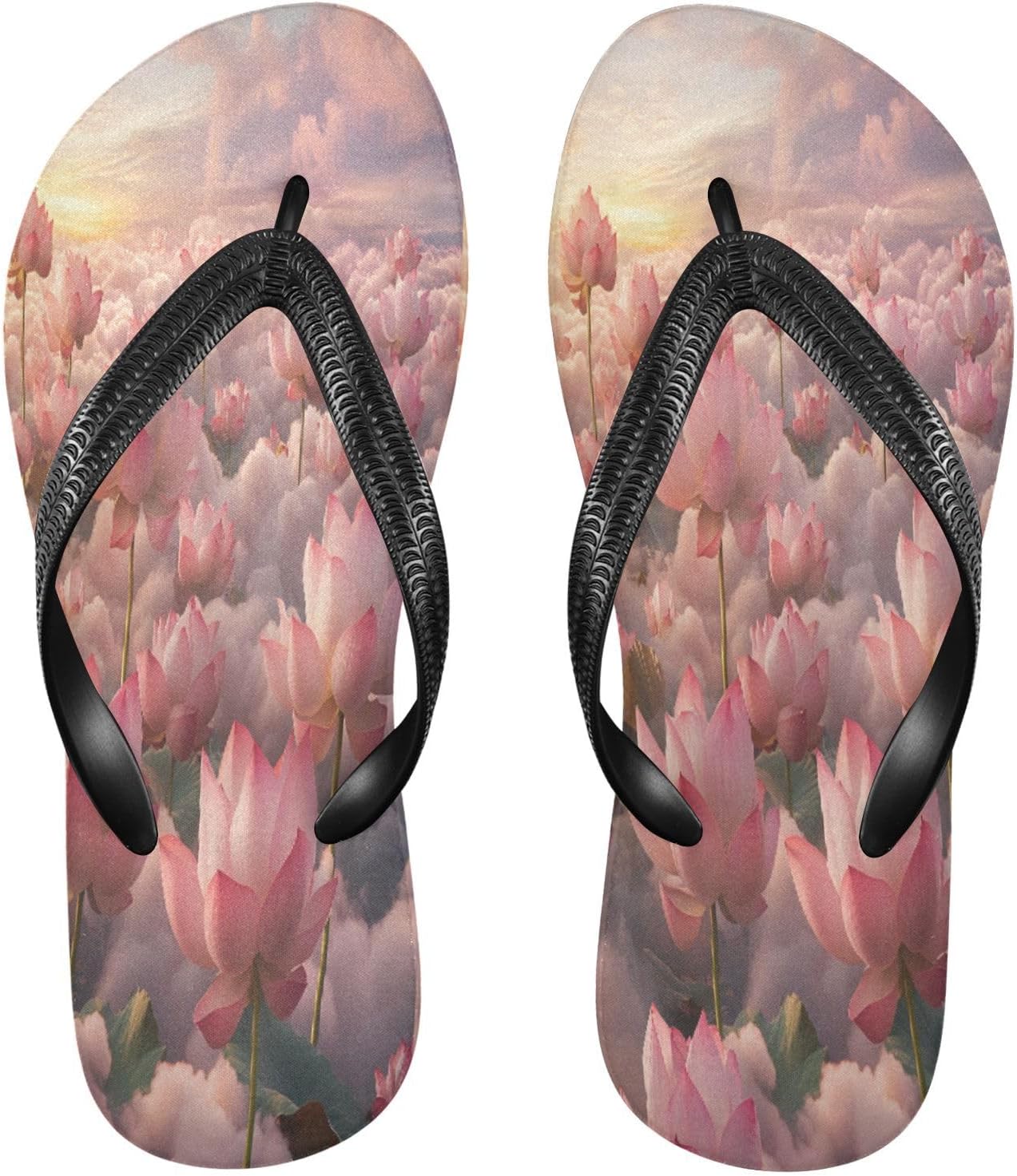 

Женские и мужские пляжные шлепанцы с цветочным узором Cloudscape розовые, резиновые, нескользящие, летние тапочки для душа и прогулки Sinestour