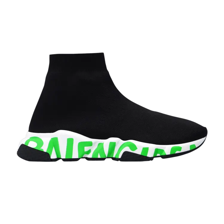 Кроссовки Balenciaga Balenciaga Wmns Speed Sneaker 'Midsole Graffiti - Black Fluo Green', черный