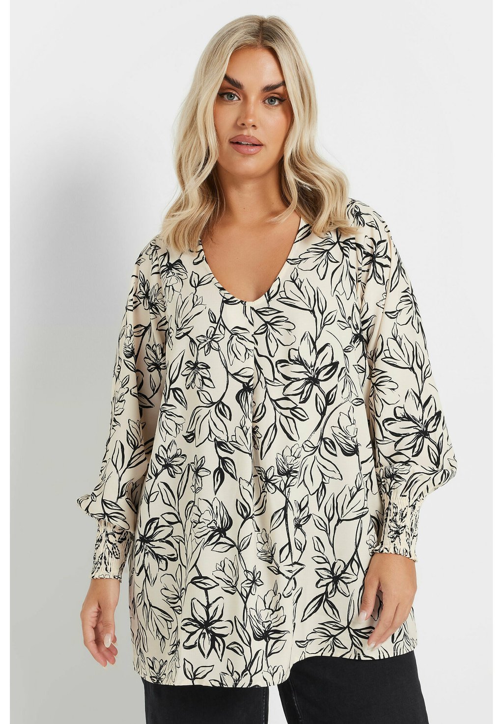 

Блуза FLORAL PRINT V-NECK Yours Clothing, белый