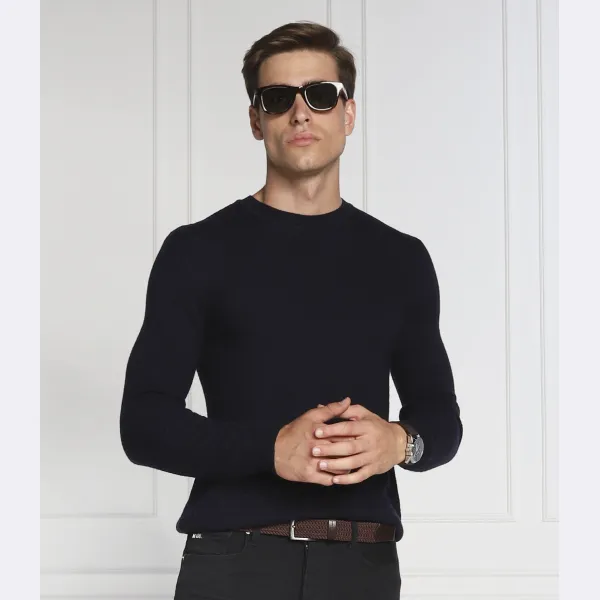 Облегающий свитер с добавлением шерсти Emporio Armani, синий — фото 2
