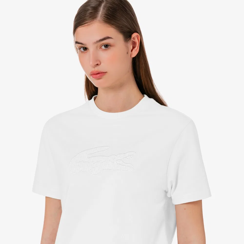 Футболка Lacoste с кружевом, молочно-белая — фото 2