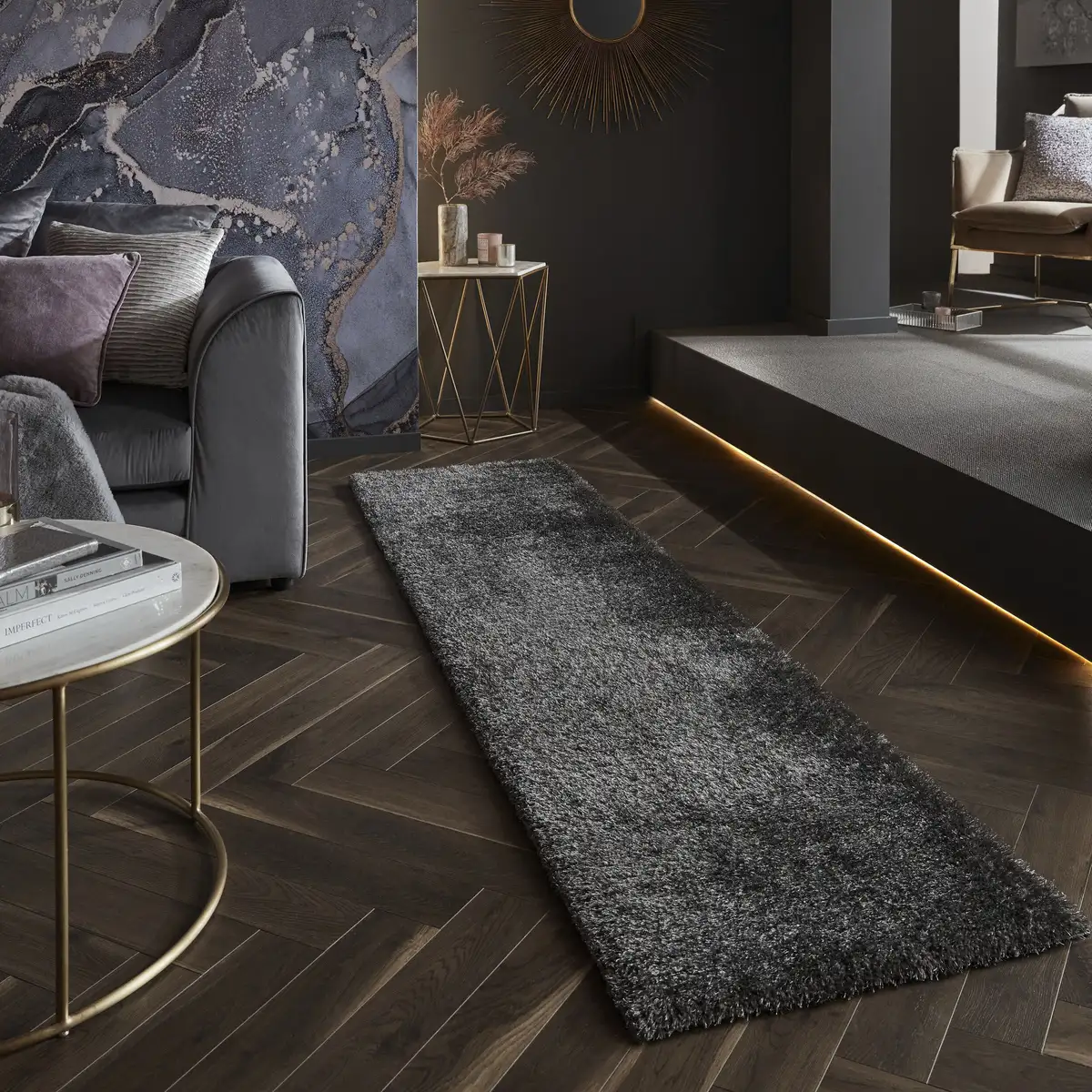 

КОВРЫ FLAIR Коврики с высоким ворсом "Бархат", прямоугольные FLAIR RUGS 60х230 см, цвет Graphit