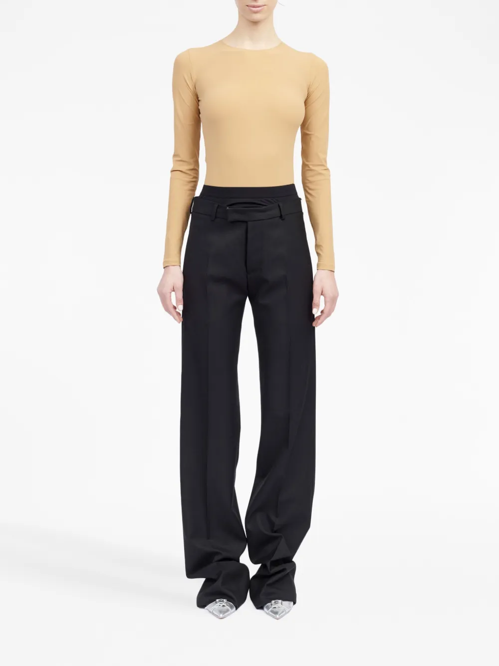 Двухслойные брюки строгого кроя MM6 Maison Margiela, черный — фото 2