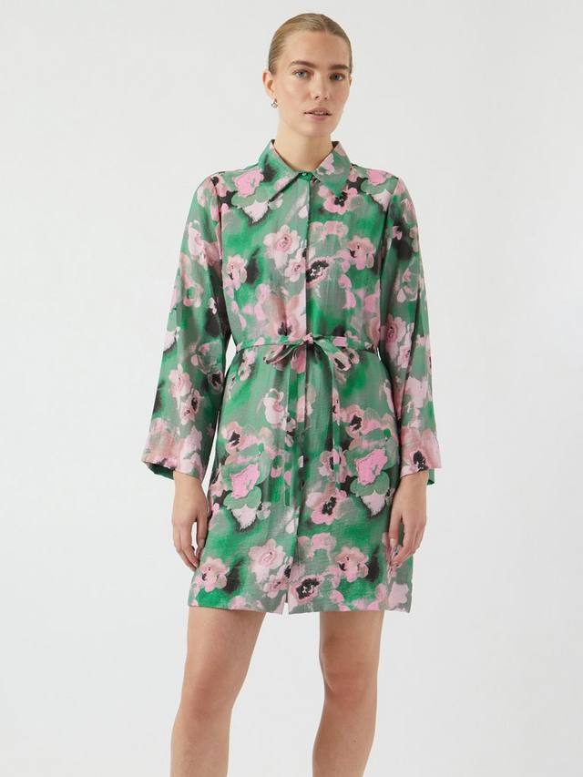 

Мини-платье с цветочной рубашкой YAS, цвет Green/Pink