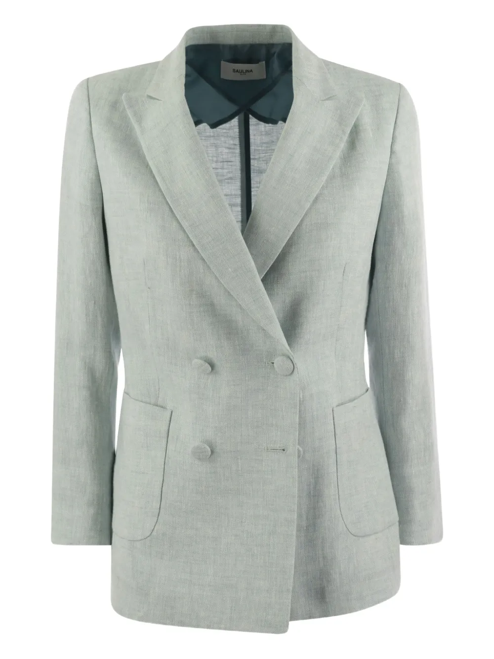 

Льняной двубортный блейзер SAULINA, серый