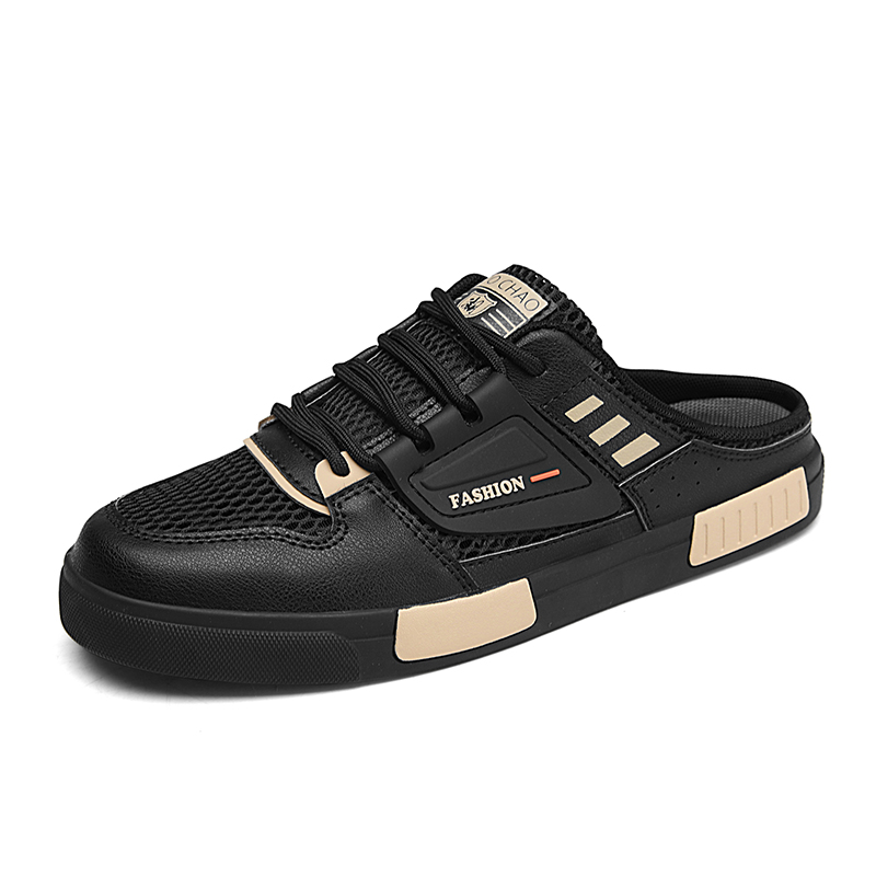 

King Jinmai Мужские противоскользящие домашние тапочки с закрытым носком на резиновой подошве черные, цвет Black