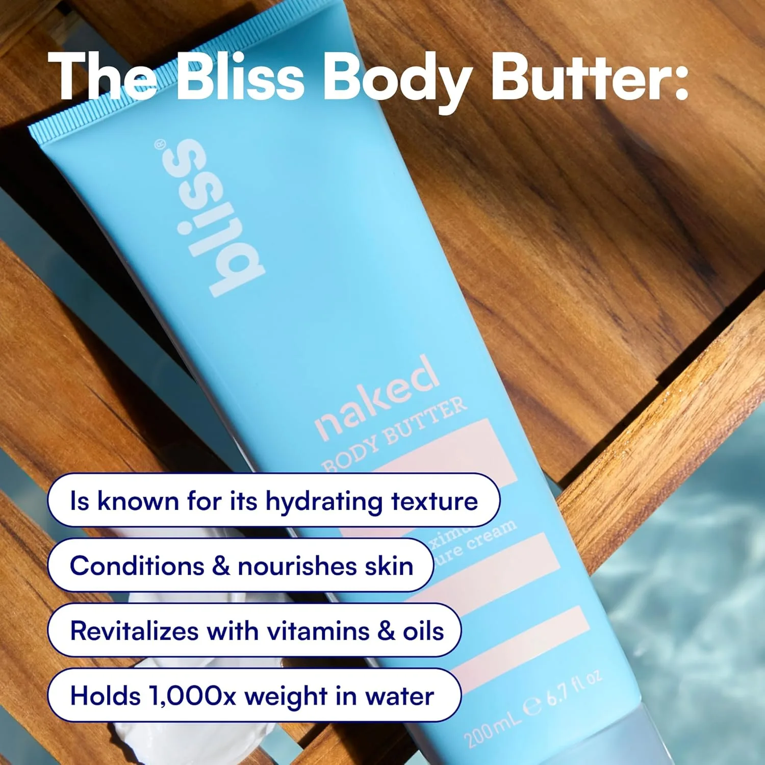 Bliss - Naked Body Butter - Unscented - максимально увлажняющий крем - 200 мл - ежедневный увлажняющий крем для женщин и мужчин - без отдушек - веганский и cruelty free 198 мл (1 шт.) — фото 4