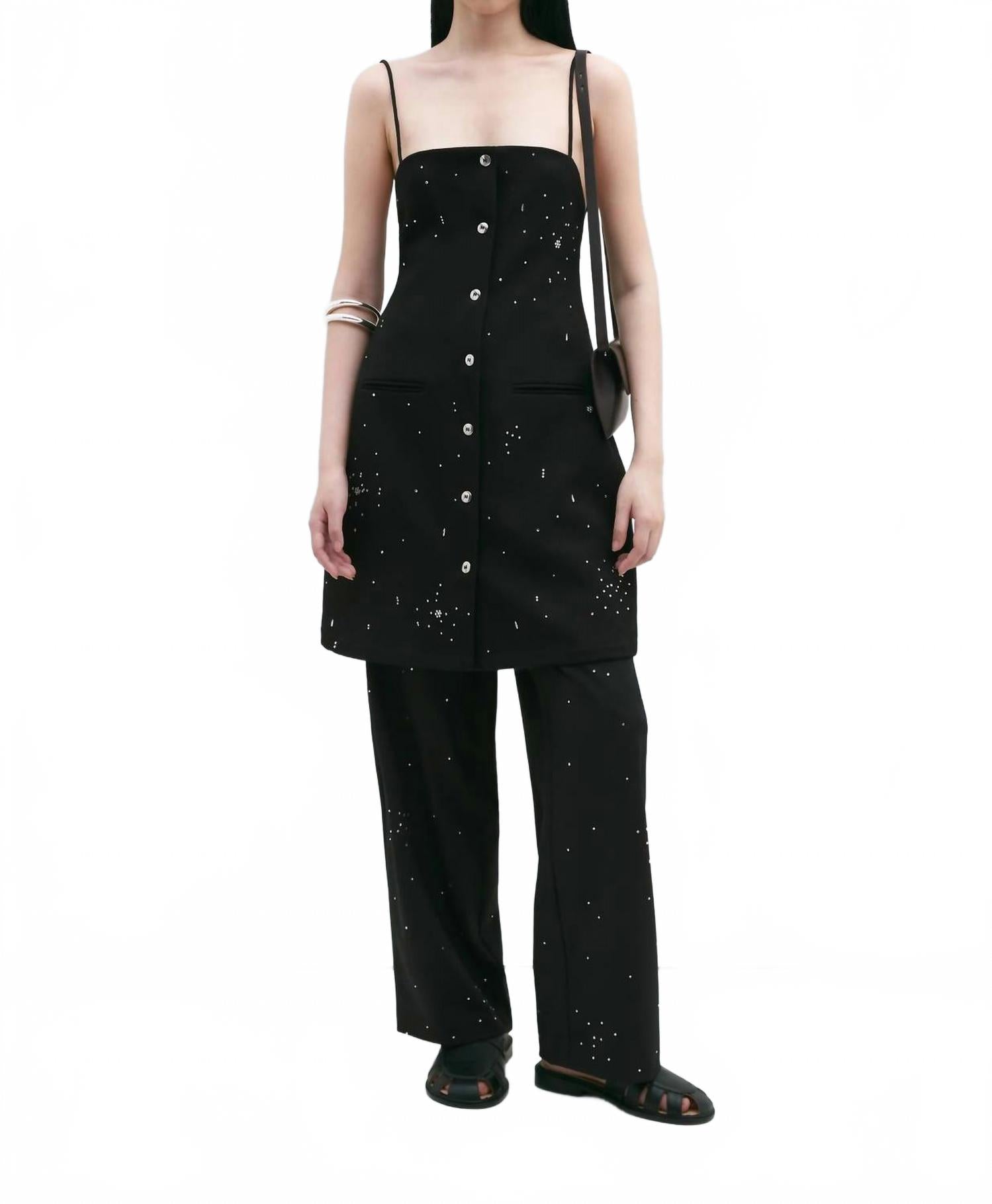 

Черное платье мини с декором Cordera