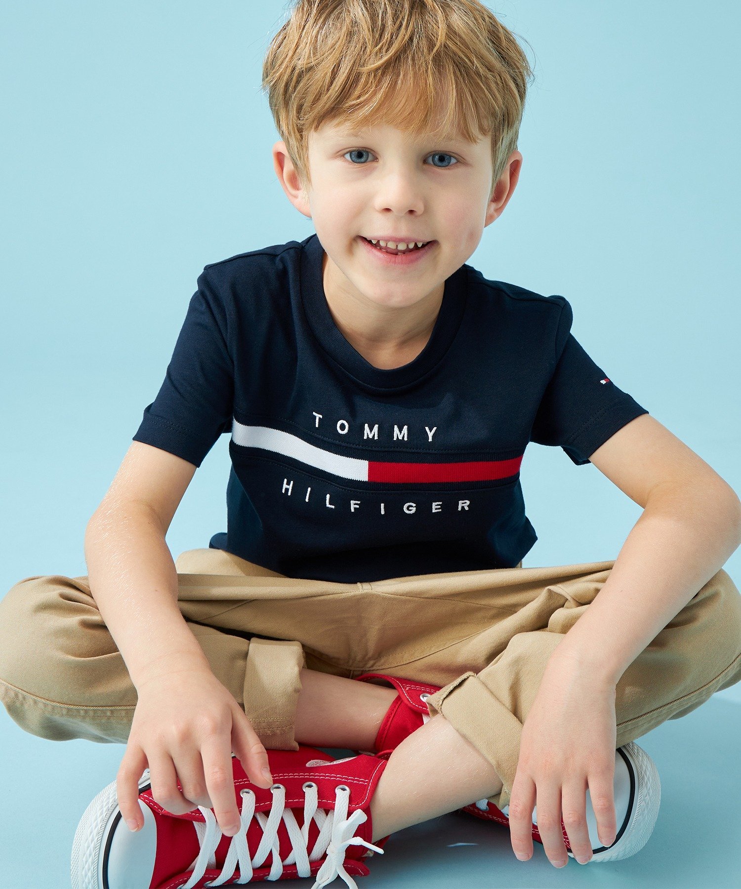 Футболка с вставкой из ребристой ткани в виде флага TOMMY HILFIGER, Navy DW5