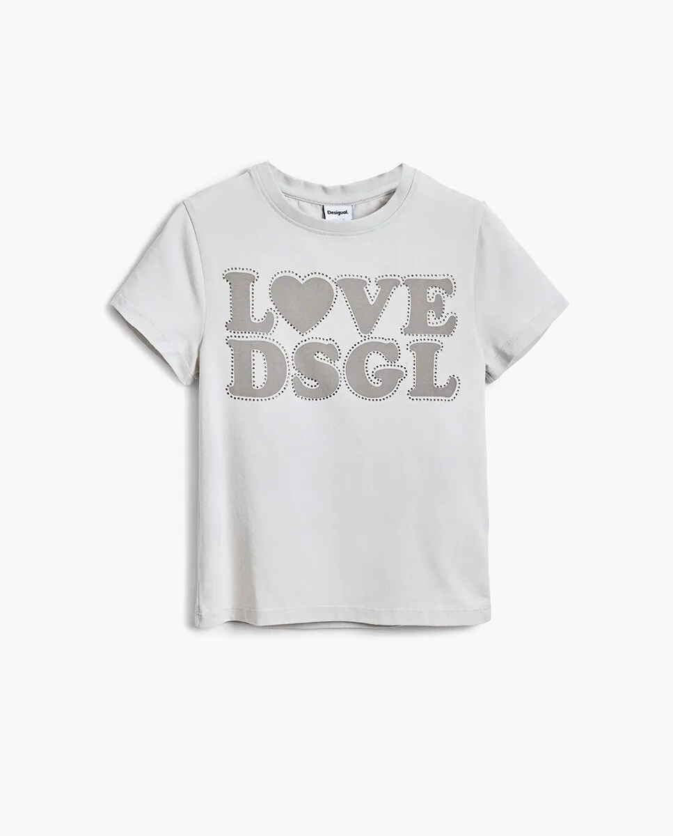 

Девичья футболка Love Desigual, светло-серый