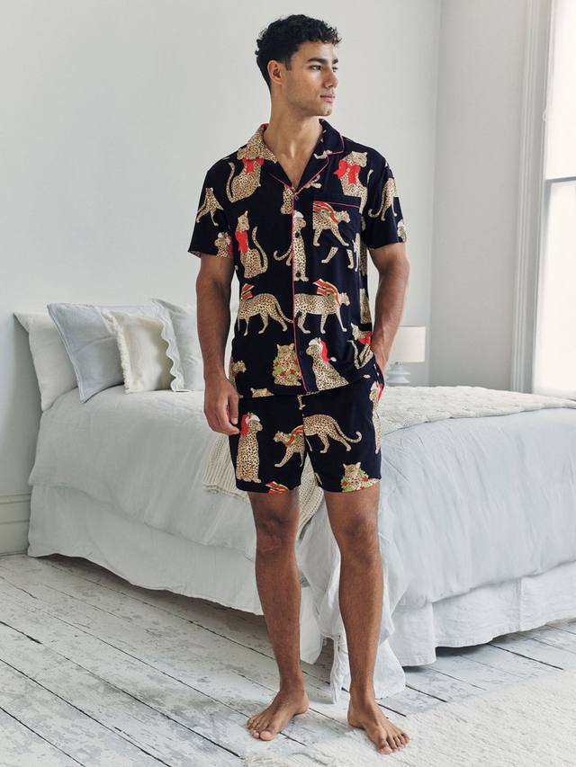 

Рождественский комплект пижамы с леопардовым принтом Chelsea Peers, Navy