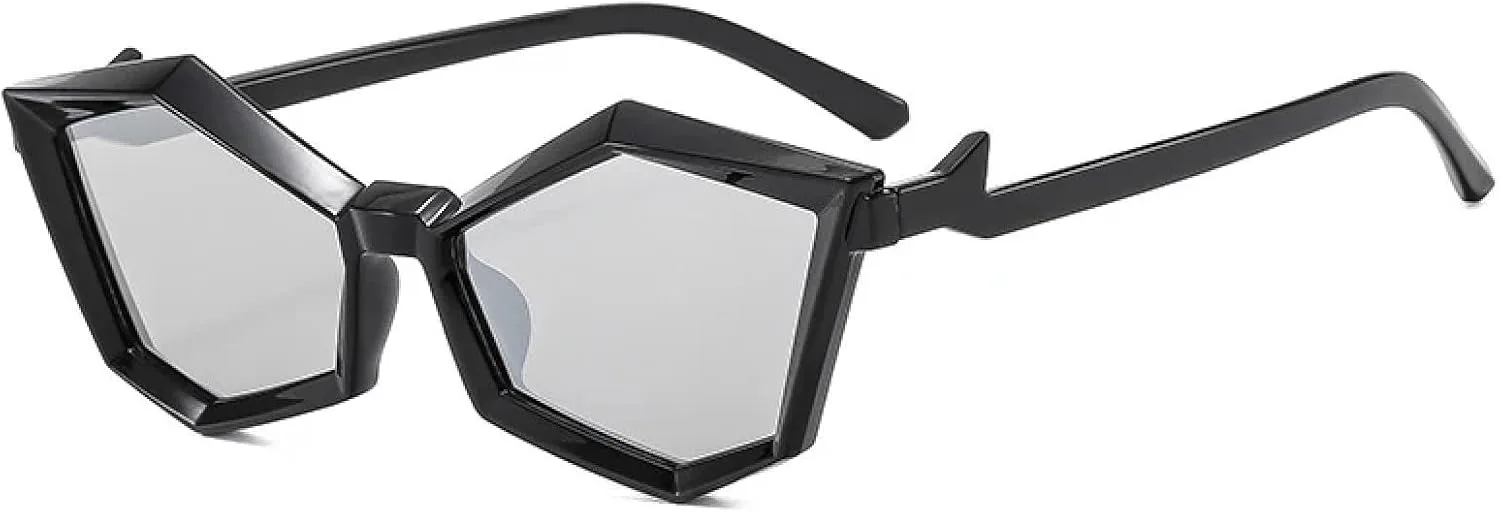 

Модные солнцезащитные очки с многоугольной формой для мужчин и женщин, в стиле панк, для уличной фотографии, солнцезащитные очки UV400 TKKTLLT, Black Silver