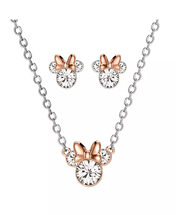 

Ожерелье с кристаллами в виде Минни Маус и подходящие к нему серьги-гвоздики Disney, pink