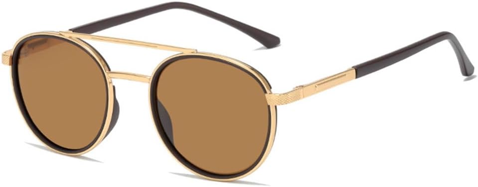 

Ретро круглые солнцезащитные очки для мужчин и женщин, модные металлические винтажные солнцезащитные очки в стиле панк, женские очки с защитой от УФ-излучения UV400 MTZJH, C5 Gold Brown