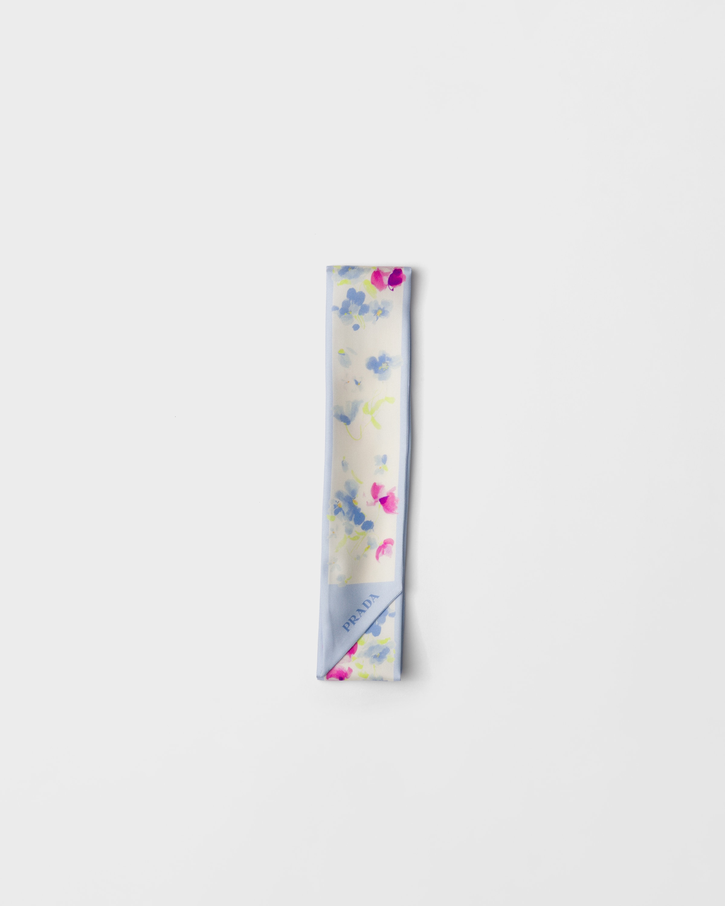 

Узкий шарф из принтованного шелкового твила Prada, белый