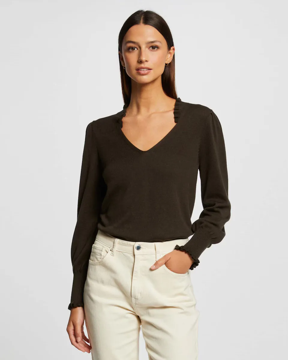 

Женский свитер с длинными рукавами и рюшами Morgan, темно-зеленый