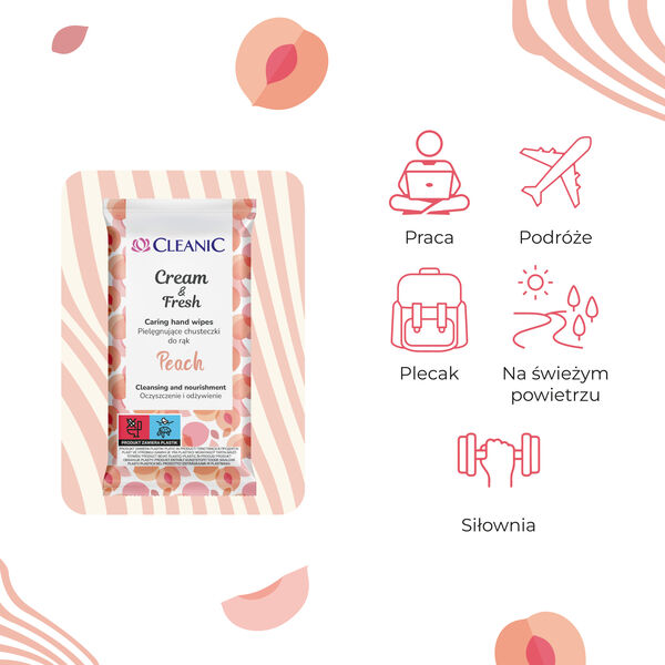 Салфетки для рук персикового цвета, 15 шт./1 упаковка. Cleanic Cream&Fresh — фото 4