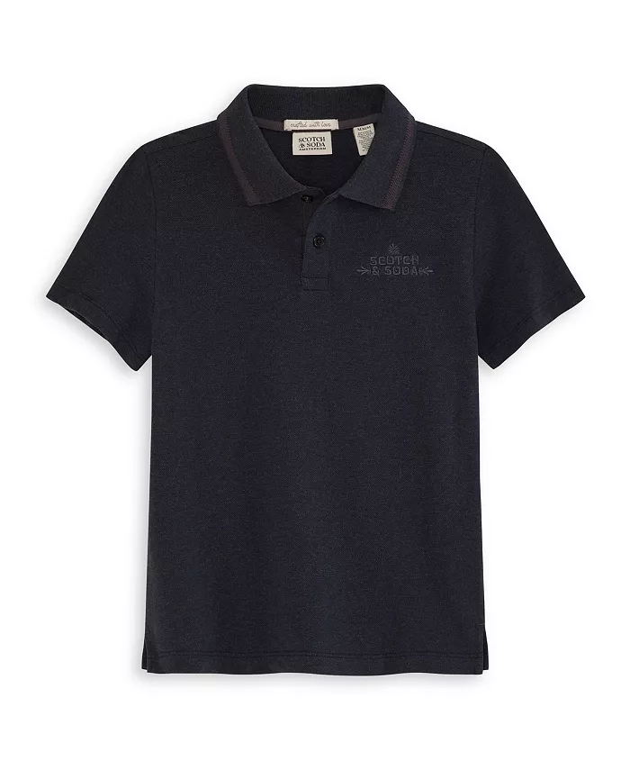 

Поло из пике с эффектом хизера для мальчиков-подростков SCOTCH & SODA, черный