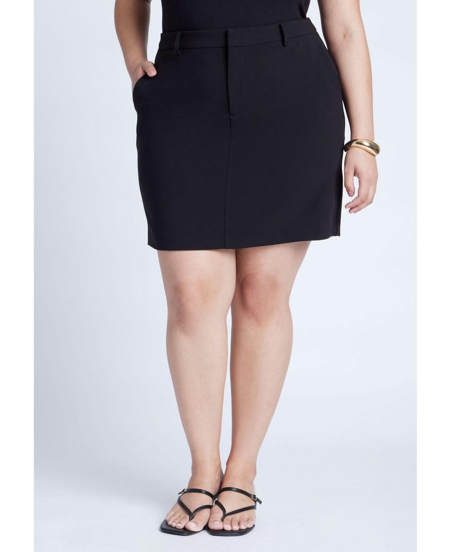 

Мини-юбка 365 больших размеров для женщин ELOQUII, Black onyx